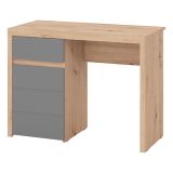 Scrivania Marrone Rovere Nodi Grigio Scuro un Cassetto 2 Ripiani 98x47x74h cm, Un'anta - Anholt