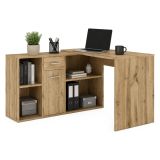 Scrivania Marrone Rovere Nodi Modulabile Angolare 122x120x75h cm, un Cassetto - Linare