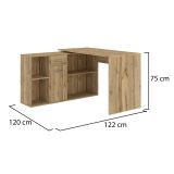 Scrivania Marrone Rovere Nodi Modulabile Angolare 122x120x75h cm, un Cassetto - Linare