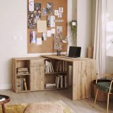 Scrivania Marrone Rovere Nodi Modulabile Angolare 122x120x75h cm, un Cassetto - Linare