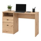 Scrivania Marrone Rovere Nodi Nero 2 Cassetti 2 Ripiani 127x51x77h cm, un Vano - Frutal