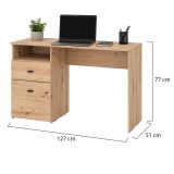 Scrivania Marrone Rovere Nodi Nero 2 Cassetti 2 Ripiani 127x51x77h cm, un Vano - Frutal