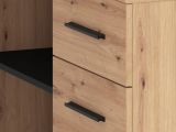 Scrivania Marrone Rovere Nodi Nero Angolare 3 Ripiani 137.5x101.5x75h cm, 3 Cassetti - Sapri