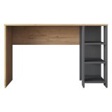 Scrivania Marrone Rovere Nodi Nero Antracite 4 Ripiani 3 Vani 120x45x74h cm, Colore Ripiano Marrone - Pombia