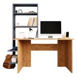 Scrivania Marrone Rovere Nodi Nero Antracite 5 Ripiani 5 Vani 120x55x150h cm, con Libreria - Gradara