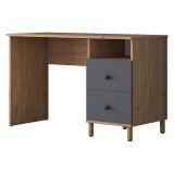 Scrivania Marrone Rovere Nodi Nero Antracite 9 Ripiani 2 Cassetti 120x50x162h cm, 7 Vani - Venetico