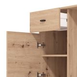 Scrivania Marrone Rovere Nodi Nero un Cassetto 2 Ripiani 98x45x74h cm, Un'anta - Cocham