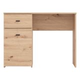 Scrivania Marrone Rovere Nodi Nero un Cassetto 2 Ripiani 98x45x74h cm, Un'anta - Cocham