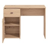 Scrivania Marrone Rovere Nodi Nero un Cassetto 2 Ripiani 98x45x74h cm, Un'anta - Cocham