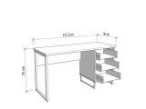 Scrivania Marrone Rovere Nodi Nero un Ripiano 3 Cassetti 137.5x56x75h cm, Maniglie Incluse - Ponza