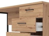 Scrivania Marrone Rovere Nodi Nero un Ripiano 3 Cassetti 137.5x56x75h cm, Maniglie Incluse - Ponza
