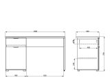 Scrivania Marrone Rovere Scuro Bianco un Cassetto un Ripiano 130x50x75.5h cm, Un'anta - Petriano