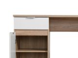 Scrivania Marrone Rovere Scuro Bianco un Cassetto un Ripiano 130x50x75.5h cm, Un'anta - Petriano