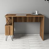 Scrivania Marrone Rovere Scuro Nero 5 Ripiani 4 Vani 120x60x79h cm, Colore Ripiano Marrone - Vita