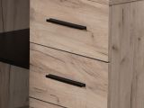 Scrivania Marrone Rovere Scuro Nero Angolare 3 Ripiani 137.5x101.5x75h cm, 3 Cassetti - Sapri