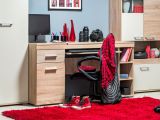 Scrivania Marrone Rovere un Cassetto 5 Ripiani 145x65.5x75.5h cm, Un'anta - Massafra