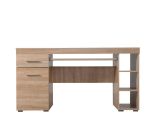 Scrivania Marrone Rovere un Cassetto 5 Ripiani 145x65.5x75.5h cm, Un'anta - Massafra