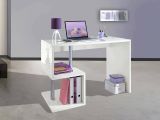 Scrivania Massimo, Scrittoio lineare porta PC, Tavolo multiuso per ufficio, Scrivania salvaspazio multiposizione, 100% Made in Italy, cm 100x50h78, Bianco lucido