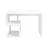 Scrivania Massimo, Scrittoio lineare porta PC, Tavolo multiuso per ufficio, Scrivania salvaspazio multiposizione, 100% Made in Italy, cm 100x50h78, Bianco lucido