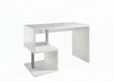 Scrivania Massimo, Scrittoio lineare porta PC, Tavolo multiuso per ufficio, Scrivania salvaspazio multiposizione, 100% Made in Italy, cm 100x50h78, Bianco lucido