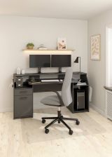 Scrivania Mezzani, tavolo da lavoro dotato di 1 anta e 1 cassetto, ideale per ufficio e gaming, 171x62 h89 cm, Grigio