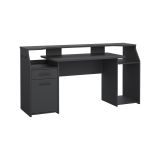 Scrivania Mezzani, tavolo da lavoro dotato di 1 anta e 1 cassetto, ideale per ufficio e gaming, 171x62 h89 cm, Grigio