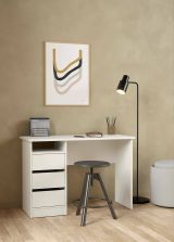 Scrivania Minette, Scrittoio multiuso, Tavolo per ufficio porta PC, Piano di lavoro, 49x110 h76 cm, Bianco