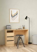 Scrivania Minette, Scrittoio multiuso, Tavolo per ufficio porta PC, Piano di lavoro, 49x110 h76 cm, Rovere