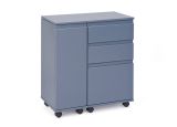 Scrivania-mobile allungabile con cassetti e contenitore in MDF laccato grigio