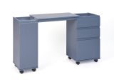 Scrivania-mobile allungabile con cassetti e contenitore in MDF laccato grigio