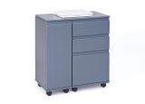 Scrivania-mobile allungabile con cassetti e contenitore in MDF laccato grigio