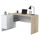 Scrivania moderna rovere e bianca 145x108cm con 2 cassetti - Agnello