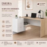 Scrivania moderna rovere e bianca 145x108cm con 2 cassetti - Agnello