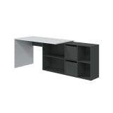 Scrivania modulabile bianca e antracite 136x139cm con libreria - Abby