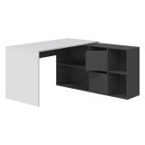 Scrivania modulabile bianca e antracite 136x139cm con libreria - Abby