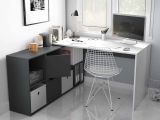Scrivania modulabile bianca e antracite 136x139cm con libreria - Abby