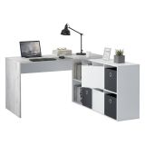 Scrivania modulabile bianca e cemento 136x139cm con libreria - Abby