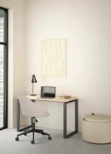 Scrivania Muriel, Scrittoio multiuso, Tavolo per ufficio porta PC, Piano di lavoro, 60x120 h76 cm, Rovere e Grigio