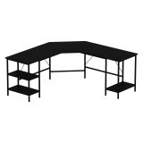 Scrivania Nero Angolare 4 Ripiani 180x60x76h cm, 3 Vani - Arcano