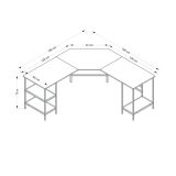 Scrivania Nero Angolare 4 Ripiani 180x60x76h cm, 3 Vani - Arcano