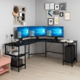 Scrivania Nero Angolare 4 Ripiani 180x60x76h cm, 3 Vani - Arcano