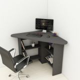 Scrivania Nero Antracite 5 Ripiani Angolare 80x80x74h cm, 4 Vani - Panchia