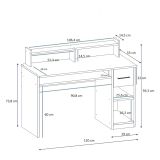 Scrivania Nero Antracite 5 Ripiani un Cassetto 120x93x55h cm, 5 Vani - Roletto