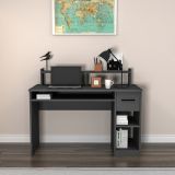 Scrivania Nero Antracite 5 Ripiani un Cassetto 120x93x55h cm, 5 Vani - Roletto