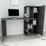 Scrivania Nero Antracite 6 Ripiani Un'anta 120x55x74h cm, 7 Vani - Donnas
