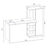 Scrivania Nero Antracite 6 Ripiani Un'anta 120x55x74h cm, 7 Vani - Donnas