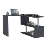 Scrivania Nero Antracite Angolare Modulabile 120x50x75h cm, 2 Ripiani - Topazio