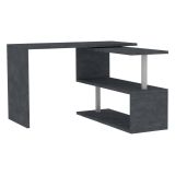 Scrivania Nero Antracite Angolare Modulabile 120x50x75h cm, 2 Ripiani - Topazio