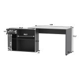Scrivania Nero Antracite Angolare un Cassetto 120x92x74h cm, 2 Ripiani - Linaza