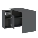 Scrivania Nero Antracite Angolare un Cassetto 120x92x74h cm, 2 Ripiani - Linaza